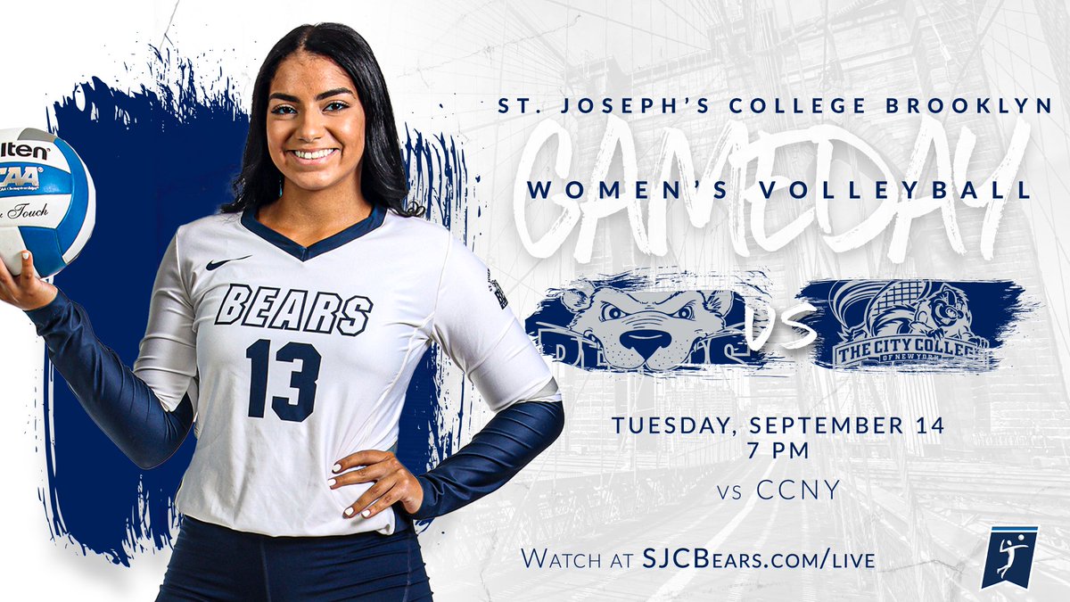SJBKAthletics's tweet photo. WVB (Game Day) | Home Opener! Bears (1-0) open 9-game home slate hosting CCNY (0-2)

🆚 @CCNYSports 
📍 @TheHillCenter 
🕖 7 pm
📺📊📓 https://t.co/9LI9Cju40V

Spectator Policy: https://t.co/PNJtMv8v8f

#BearWitnessSJC #SJCNY #d3vb https://t.co/ttRFkGMu0f