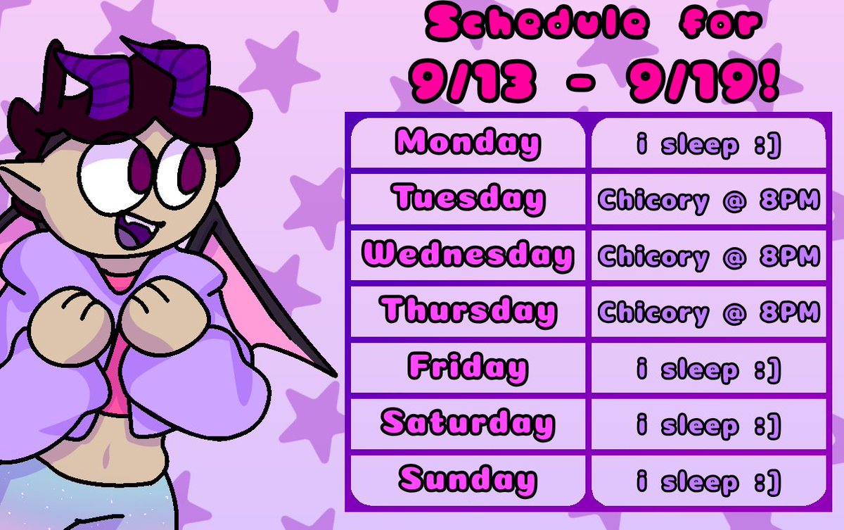 DokiDokiLiveINT's tweet photo. @chimeraTV 's schedule for this week! root for them during their #ChicoryAColorfulTale streams! #vtuber #VTuberEN #chimeratwt https://t.co/TQkf5VRGU2