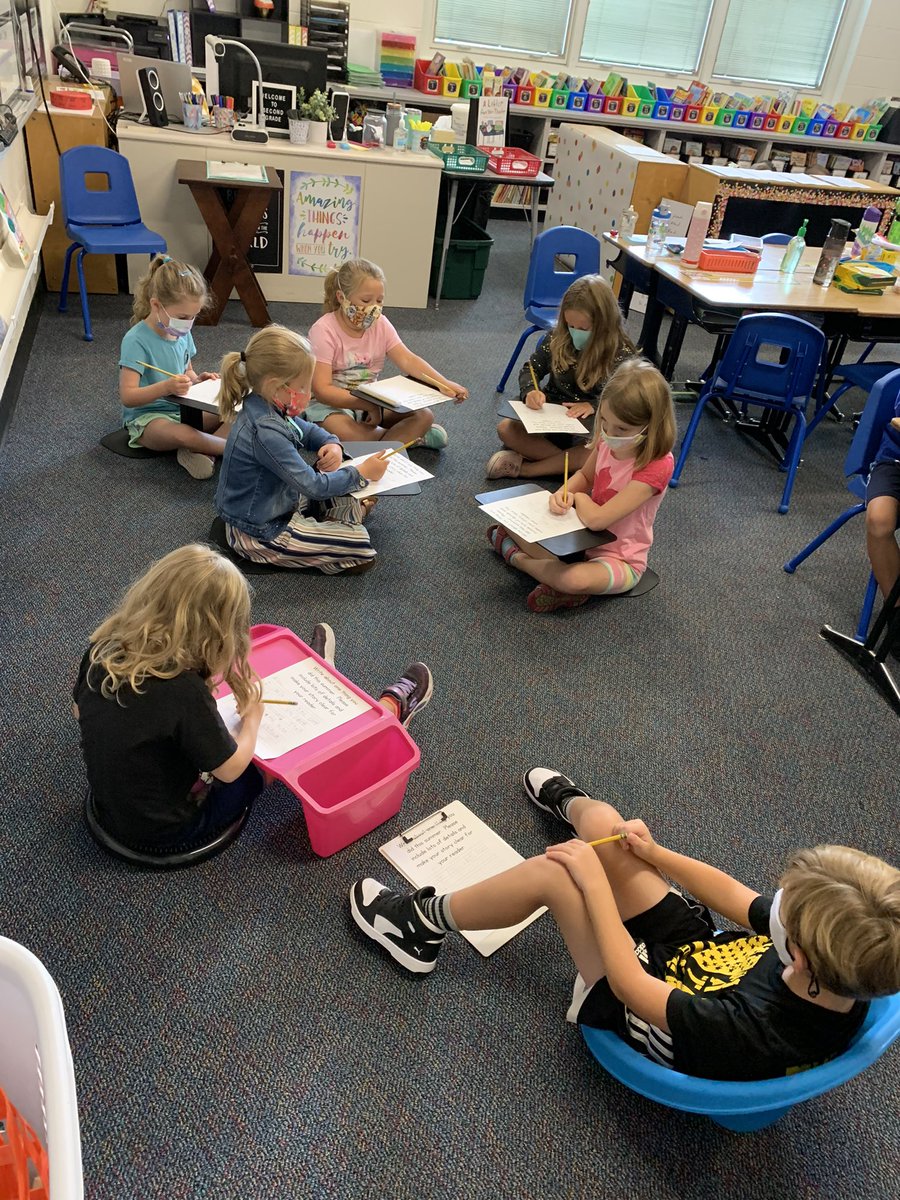 These kiddos love using their flexible seating while working hard on their writing 😊📝