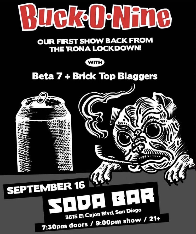 SodaBarSD's tweet image. THURSDAY @ Soda Bar – Buck-O-Nine (@buck09) w/ @Beta7ska (formally G-Spot), Brick Top Blaggers (@blagthis), @CitySoulClub • 🎟: link.dice.fm/Ivm8d4kFIgb