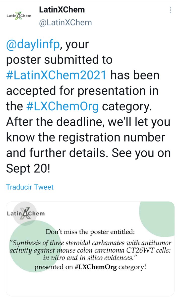 daylinfp's tweet photo. Muy feliz de participar en este evento #LatinXChem2021. Muchas gracias @LatinXChem. https://t.co/Veb0twGSol