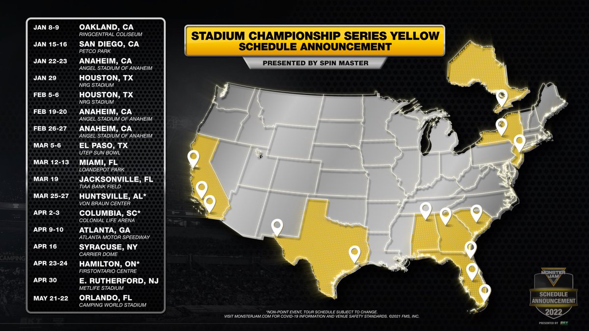 Monster Jam 2022 Schedule Monster Jam On Twitter: "Here's Your Yellow And Red 2022 Stadium  Championship Series Schedules 🙌 To Sign-Up For Presale, Go To  Https://T.co/Yt53Uljaog #Monsterjam Https://T.co/Mkqjeyjqa0" / Twitter