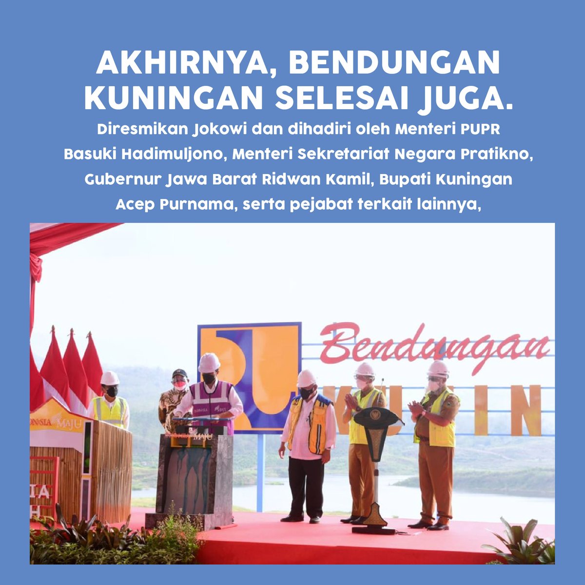 kakdidik13's tweet photo. Presiden Jokowi baru saja meresmikan Bendungan Kuningan, Jawa Barat pada Selasa (31/8/2021) kemarin. Pembangunan di Indonesia terus digencarkan, seperti halnya yang dilakukan di Kuningan, Jawa Barat.

Semoga bendungan tersebut berdampak positif bagi warga sekitar. Aamiin https://t.co/RNbP9RcRnt