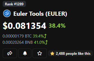 NoBanksNearby's tweet image. You love to see it.

$EULER

#GoogleOfBlockchain #EulerTools