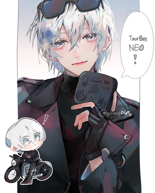 [oc] an old oc 🏍🖤with TourBox NEO! 
//his name is Ar l(  -pronounced 'ark' 

🤍more details &amp; review below!🖤
#yi_ocs 