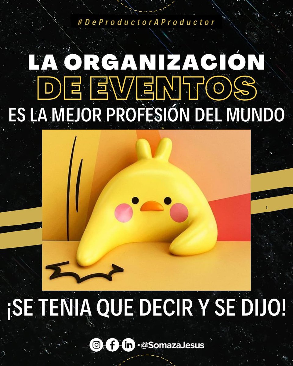 SomazaJesus's tweet photo. No todos estan preparados para esta conversaciรณn ๐
Feliz dรญa a todos mis colegas los Organizadores Profesionales de Eventos ๐
#eventprofs #eventplanner
#weddingplanner #eventstrategist https://t.co/WvCMWpxNwp