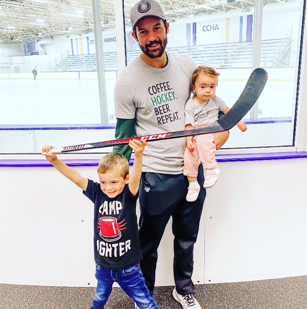 Gonna miss these two and the Mrs. during the next few weeks, but we got one last Sunday skate in, swagging courtesy of @GoodWoodHockey