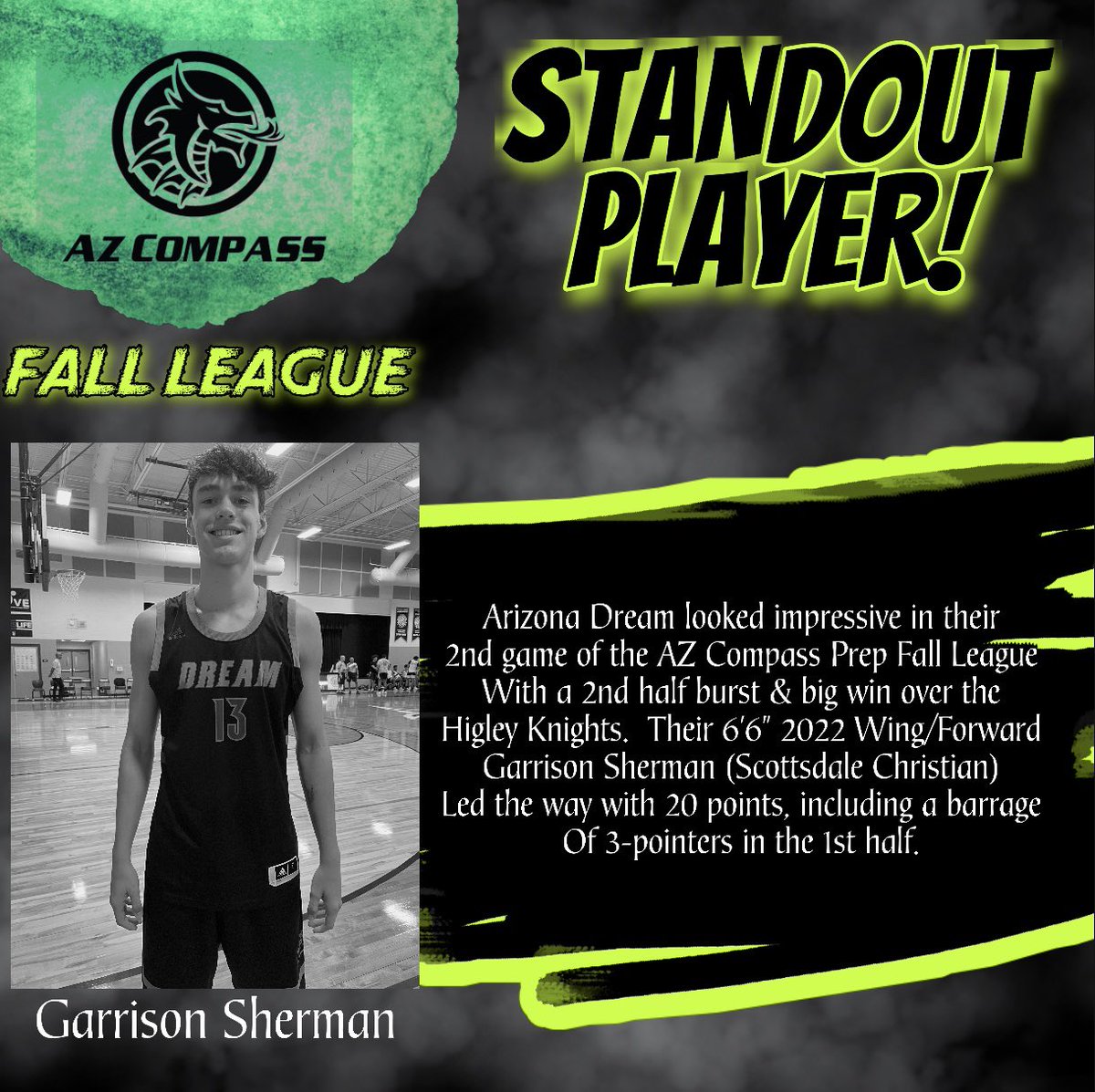 theShowJLVargas's tweet image. AZ COMPASS PREP FALL LEAGUE FINAL:
ARIZONA DREAM, 73
HIGLEY KNIGHTS, 56