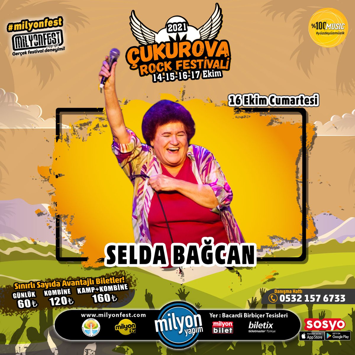 Milyonfest (@milyonfest) on Twitter photo Selda Bağcan 16 Ekim'de Çukurova Rock Festivalinde!
<a href="/cukurovafest/">Çukurova Rock</a> <a href="/milyonyapim/">Milyon Yapım</a>
Biletini hemen milyonbilet.com veya Milyonbilet uygulamasından al, avantajlı bilet fırsatlarından yararlan! <a href="/milyonbilet/">milyonbilet</a> Selda Bağcan 16 Ekim'de Çukurova Rock Festivalinde!
<a href="/cukurovafest/">Çukurova Rock</a> <a href="/milyonyapim/">Milyon Yapım</a>
Biletini hemen milyonbilet.com veya Milyonbilet uygulamasından al, avantajlı bilet fırsatlarından yararlan! <a href="/milyonbilet/">milyonbilet</a>