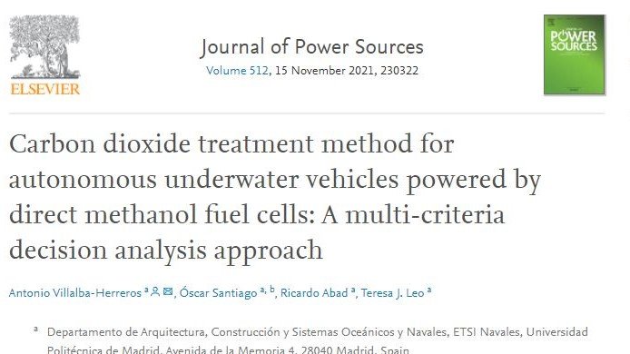 ETSIN_Oficial's tweet photo. New paper! @etsin_oficial de @La_UPM
Antonio Villalba-Herreros, Óscar Santiago, Ricardo Abad, Teresa J. Leo.
Carbon dioxide treatment method for autonomous underwater vehicles powered by direct methanol fuel cells
https://t.co/iQYjaP6gGV.
#ETSINavales #somosUPM
#AUV  #DMFC https://t.co/LXMJKBhfUM