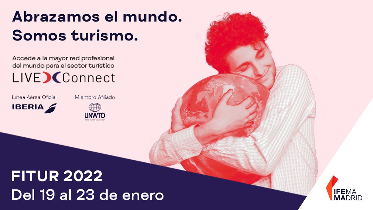 ¡#FITUR2022 ya tiene fecha!

Reunimos al sector turístico internacional en <a href="/IFEMA/">IFEMA MADRID</a> MADRID del 19 al 23 de enero bajo el lema “Abrazamos el mundo, somos turismo”.

¡Atento a todas las noticias en nuestra web! ➡️ ifema.es/fitur 

#AbrazamosElMundo | #SomosTurismo