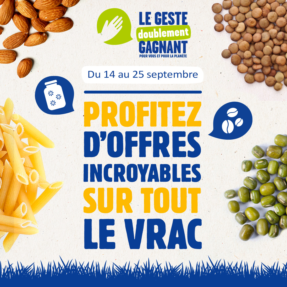 BiocoopA's tweet photo. 🎁 PROMO VRAC 🎁

Du 14 au 25 #septembre, profitez de #promotions sur tous nos #produits en #vrac !

#zerodechet #ecoresponsable #pourlaplanete https://t.co/ZRcWdLN7C5