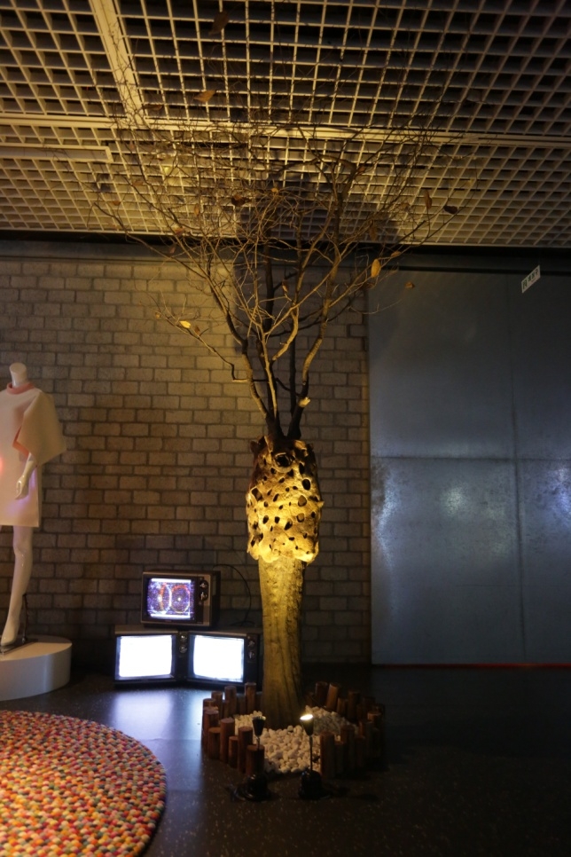 Groot has gone to sleep until COVID goes away. #installationart #fashionart #mediaartsmuseum #groot #biomorphic