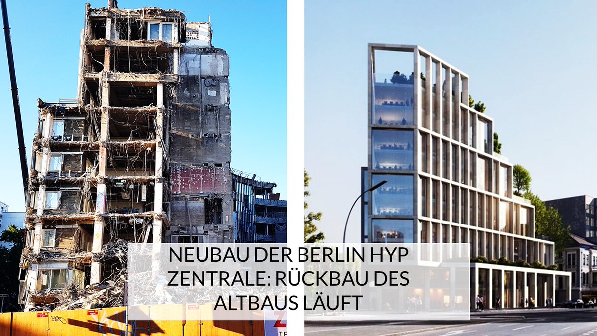 LefflerBjorn's tweet photo. An der Budapester Straße entsteht der Neubau der #BerlinHyp Unternehmenszentrale. Der Rückbau des bestehenden Altbaus läuft auf vollen Touren. Der Neubau entsteht nach einem Konzept des dänischen Büros #MøllerArchitects:
https://t.co/o5uc2YuvV1 https://t.co/QHdrVf72Jt