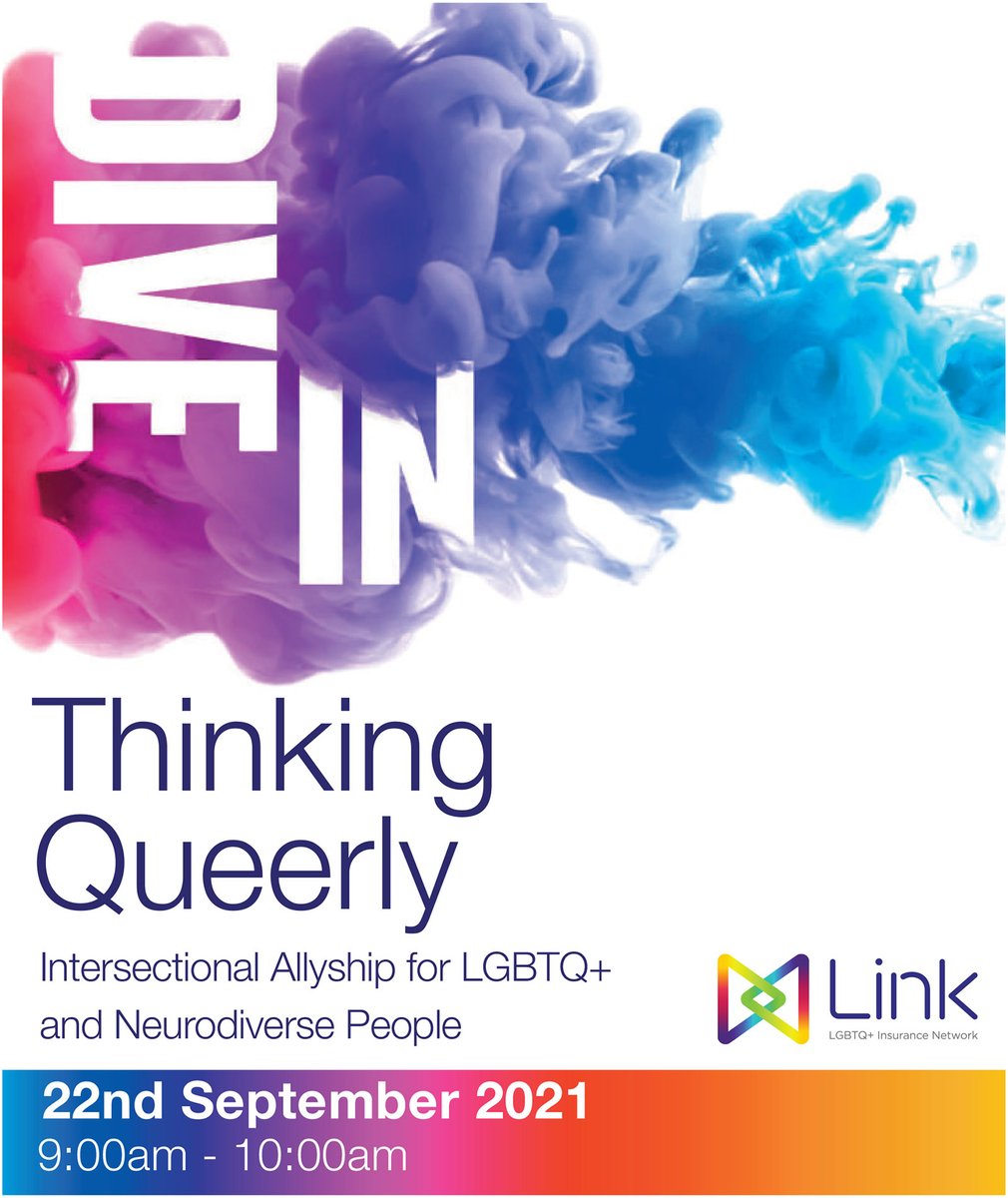 One week today! #DiveInFest Thinking Queerly – Intersectional Allyship for LGBTQ+ and Neurodiverse hosted by @atlhannon Full details on the event and how to join here lgbtinsurancenetwork.co.uk/portfolio-item…