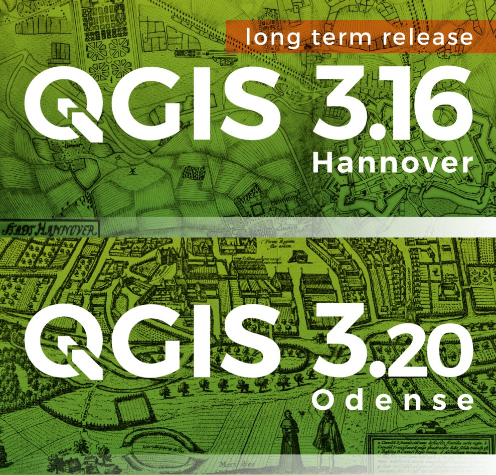 Linux, Windows and Mac packages of new point releases of #QGIS 3.16.11 'Hannover' (LTR) and 3.20.3 'Odense' ready on qgis.org.