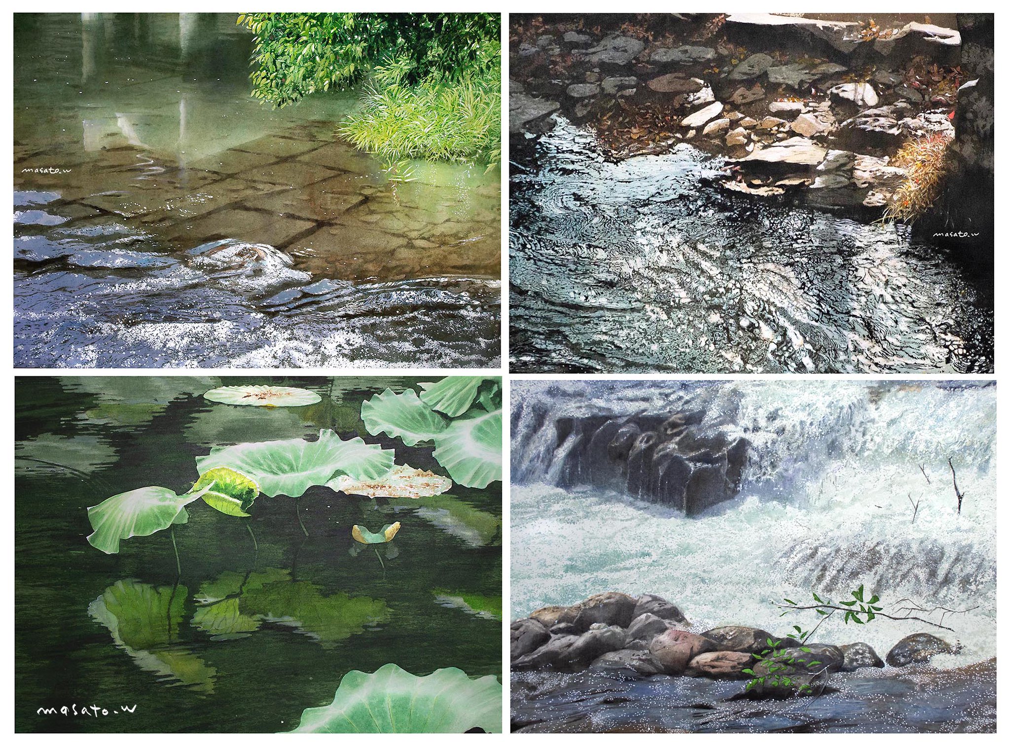 水彩画 人間の愛情表現 フレーム付き54.5×40.5㌢