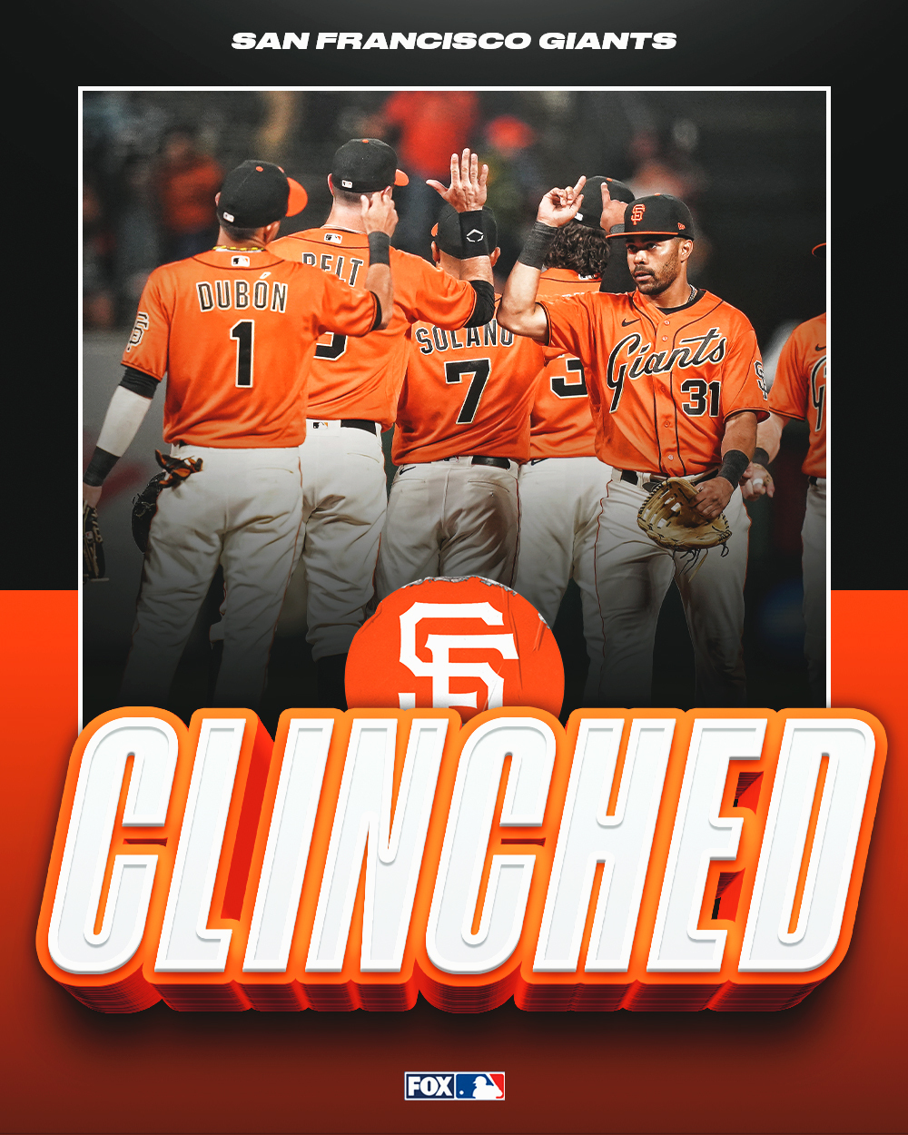 FOX Sports: MLB on X: #ResilientSF The @SFGiants are the first team to  officially clinch a 2021 Postseason spot! 🔥  / X