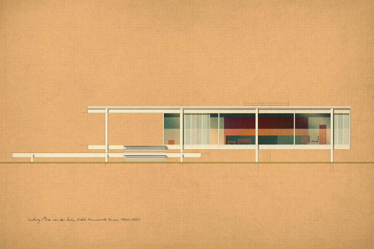Ludwig Mies van der Rohe, Edith Farnsworth House, 1946-1951 #miesvanderrohe #architecture #100x100MasterHouses