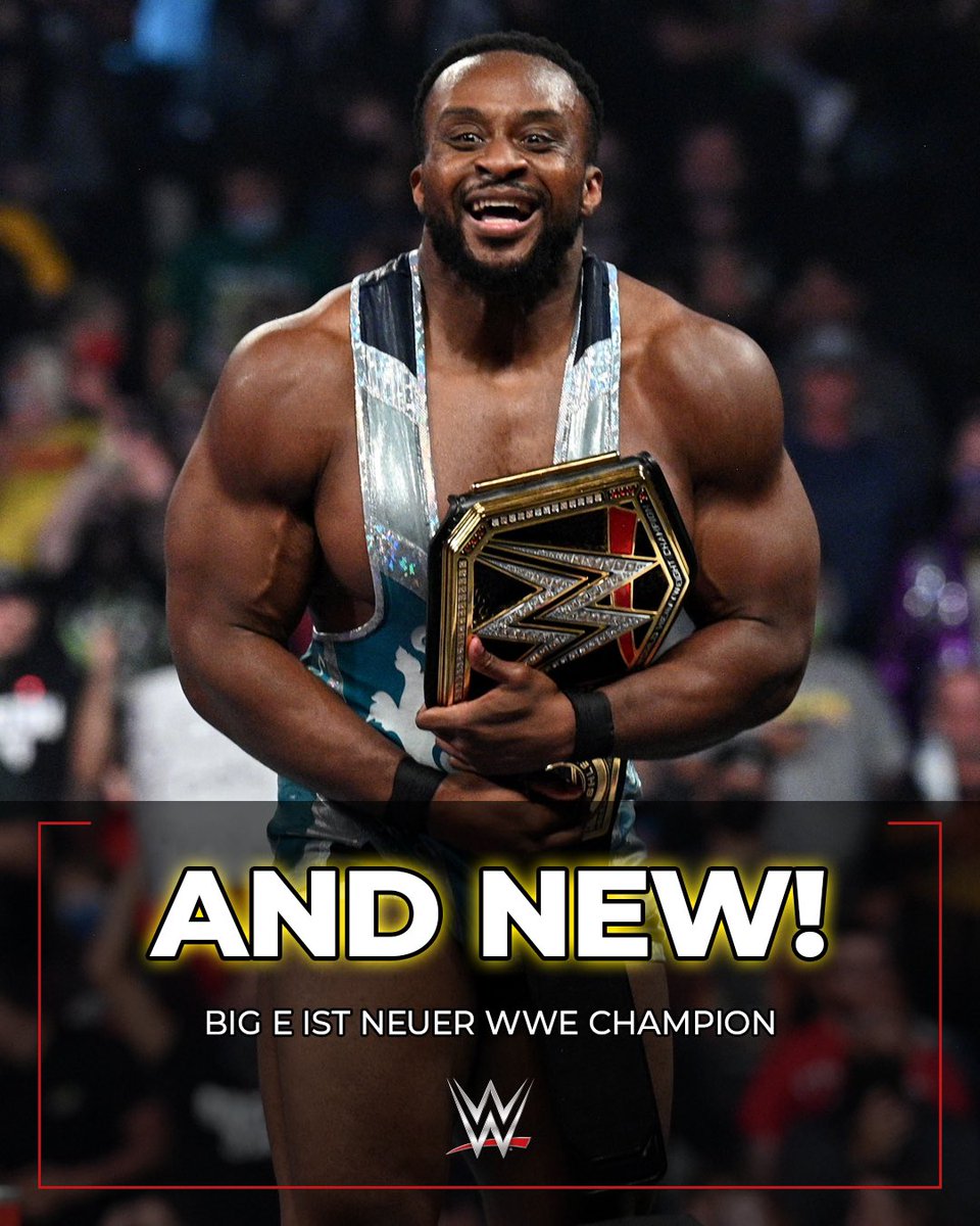 WWEDeutschland's tweet photo. Er hat es tatsächlich getan! @WWEBigE ist neuer WWE Champion! ✨💪🏾 #WWE #BigE #WWERaw https://t.co/5jsB60Upo8