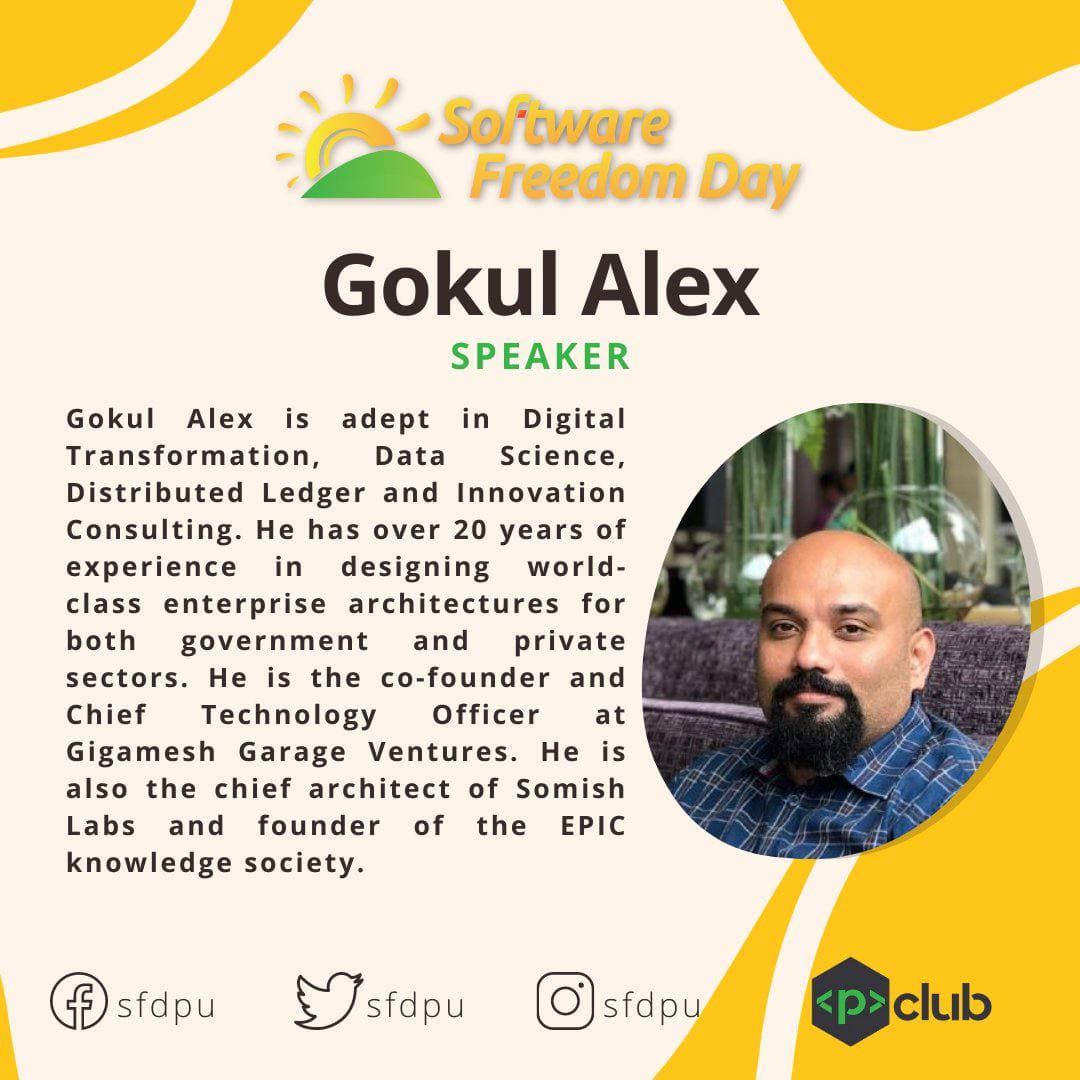 Software Freedom is the manifestation of the economic ensemble powering knowledge economy. It is our digital delight that our CTO @gokulgaze is speaking in the Software Freedom Day Organized by Team SFD, Chandigarh #SoftwareFreedom #FreeSoftware #FOSS #PostQuantumCryptography