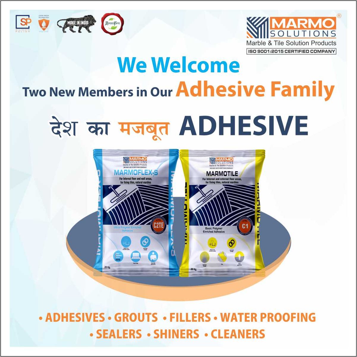 marmo_solution's tweet photo. MARMO Solutions Introduces Another Two Gems In DeshKaMazboot Adhesive Range….
#MarmoflexS
#Marmotile
Incorporating the New Technology with Moto to Give More Strength to the All Type of Tiles and Marble.
#marmosolutions #newproducts #marmotile #marmoflexS #DeshKaMazbootAdhesive https://t.co/vh13PplNna