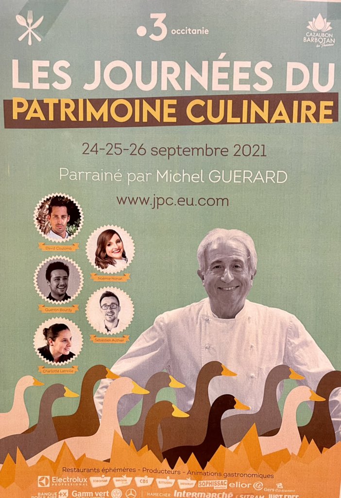 Du 24 au 26 septembre se tiendront à Barbotan les Thermes dans le #gers Les Journées du Patrimoine Culinaire parrainé par <a href="/michelguerard/">Michel Guérard - Les Prés d'Eugénie</a> 
Au programme #dégustations , #marché de #producteurs , présentation de #produits et #dîners gastronomiques! 
Que faites vous du 24 au 26?