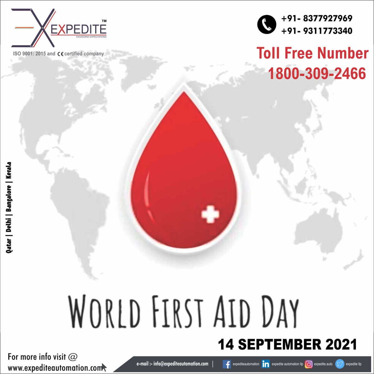 #WorldFirstAidDay: The day encourages first-aid #training for all individuals and raises #awareness of the need for first aid for an accident. Let us #commit to promote awareness about first aid and #save several lives!
 #elevatormanufuring #liftsinkerala #india #elevatorindia