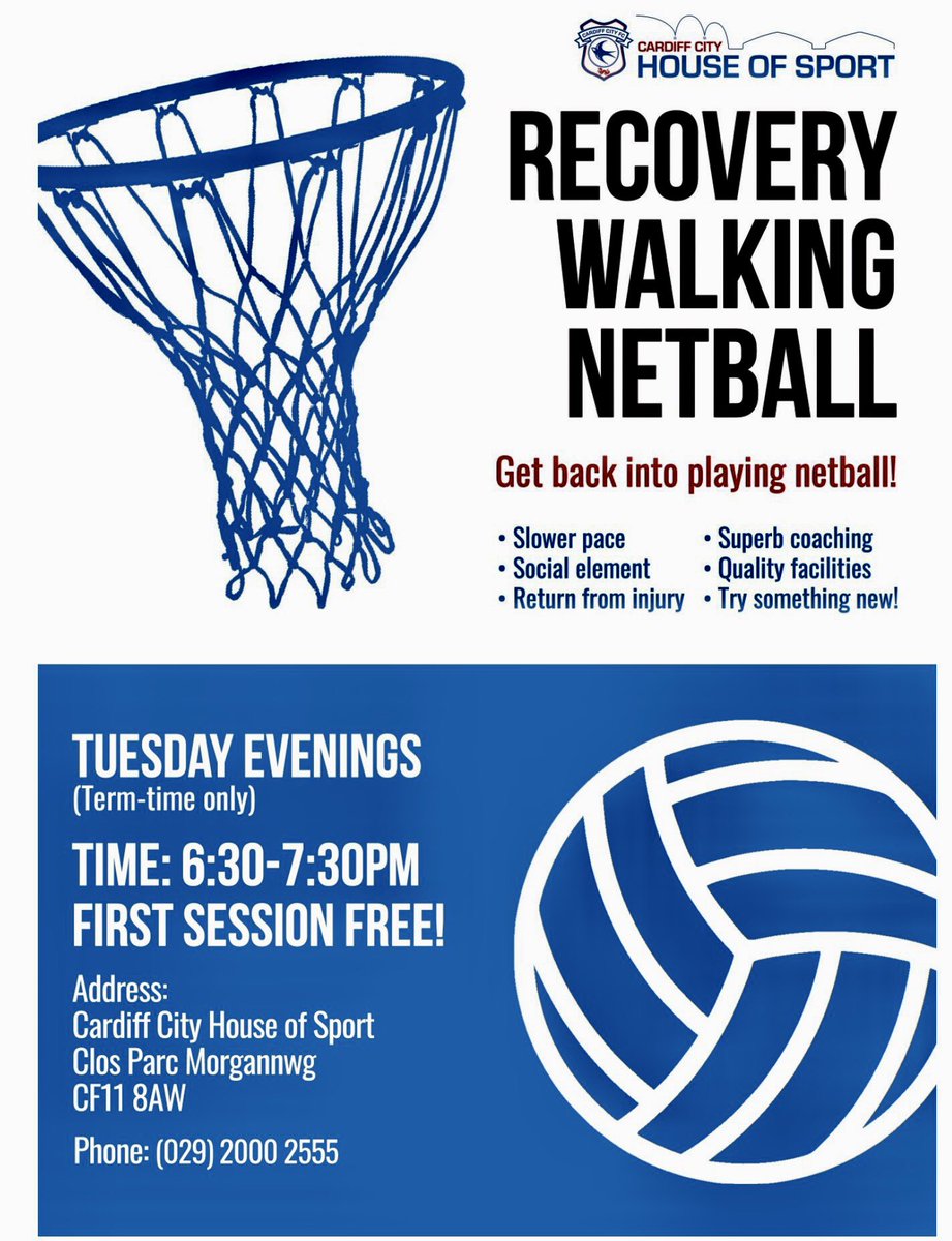 BellesBlue's tweet photo. We are back on court 1 at the fabulous @HouseofSportCDF this evening 🎉New members welcome! Step onto court again in a friendly, inclusive, fun and professional environment. L2 coach - great session 😊💙 @WalesNetball_ @SportCardiff @Walking_Sports plse RT https://t.co/EUMI6SU8JX