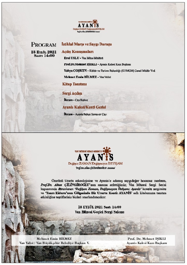 Van Müze Müdürlüğü'nünün organize ettiği 2. Fotoğraf Sergi Serisi açılıyor.

Van Müzesi ile <a href="/Ayaniskazisi/">⭕ Ayanis Urartu Kenti Kazısı</a> ekibinin ortaklaşa hazırladığı ve <a href="/TC_DAKA/">DAKA</a> desyeği ile 32 yıllık Ayanis Kazı çalışmaları "Fotoğraf Sergisi" olarak ziyaretçilerini bekliyor olacaktır.
Davetlisiniz...