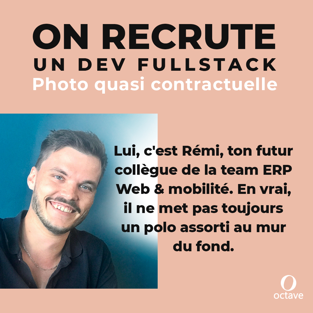 🚨ON RECRUTE 4 DEV #FULLSTACK🚨
Oui, oui : 4!
📷Et la photo est quasi contractuelle!

Rémi sera bien ton futur collègue. Mais en vrai, même si ça lui va bien au teint, il ne met pas toujours un polo assorti au mur du fond!😆

👉bit.ly/3CabrvI
#recrutement #emploi #Angers