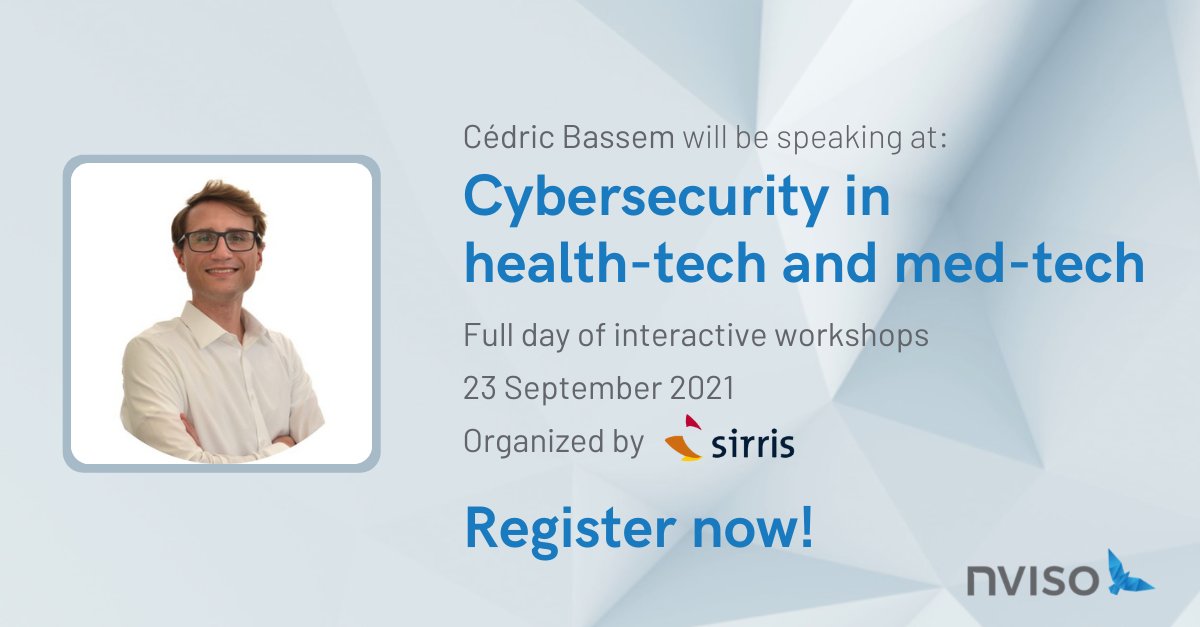 Cyber security and privacy is essential in ambitious health-tech and med-tech companies. Cédric Bassem will discuss a real life case during his session about cyber security. 

👉 Register now to join: sirris.be/nl/agenda/3-ex…