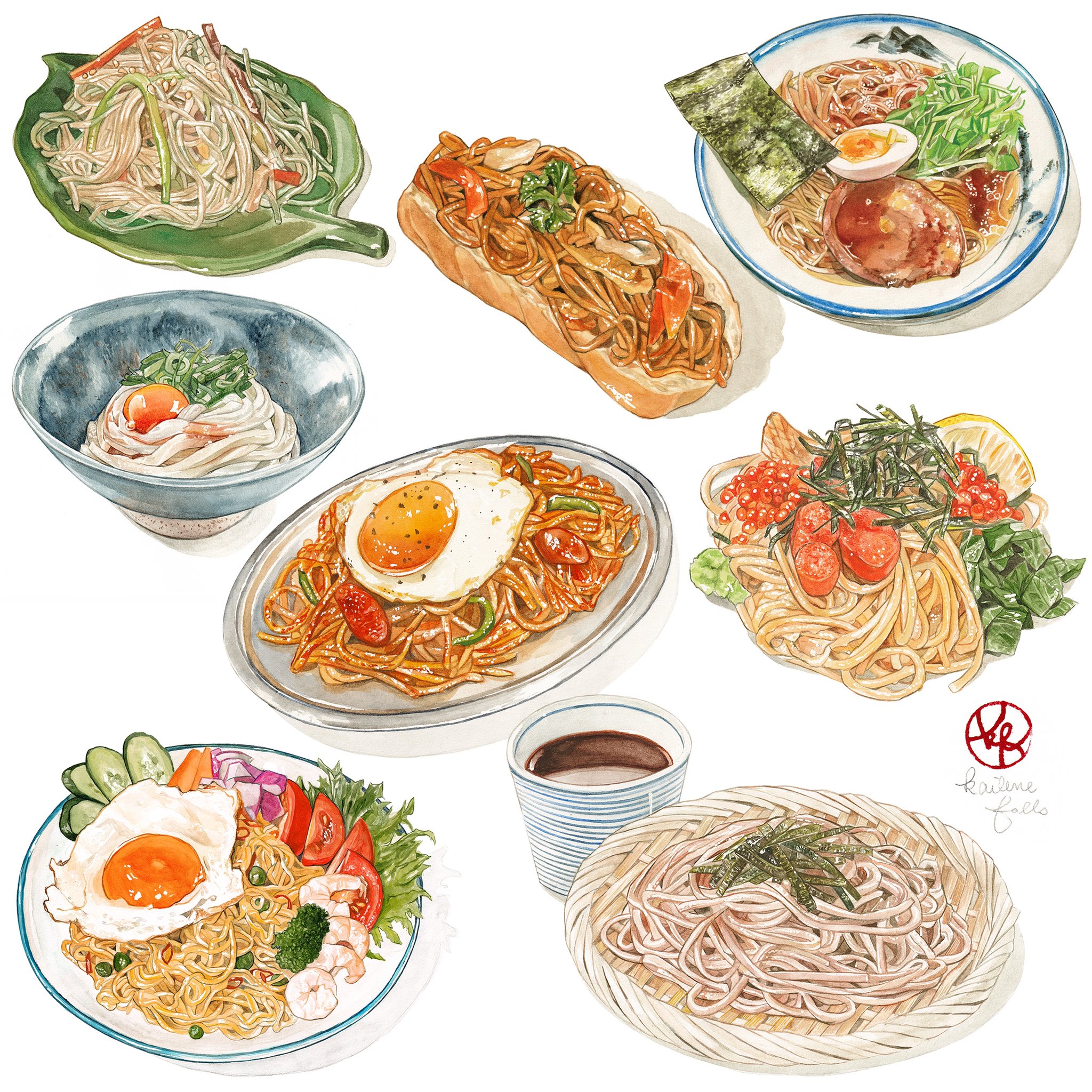 ケイリーン パスタと麺類のイラストをまとめました Pasta And Noodle Illustration Watercolor Foodillustration 透明水彩 T Co Ddbzz0vmqh Twitter