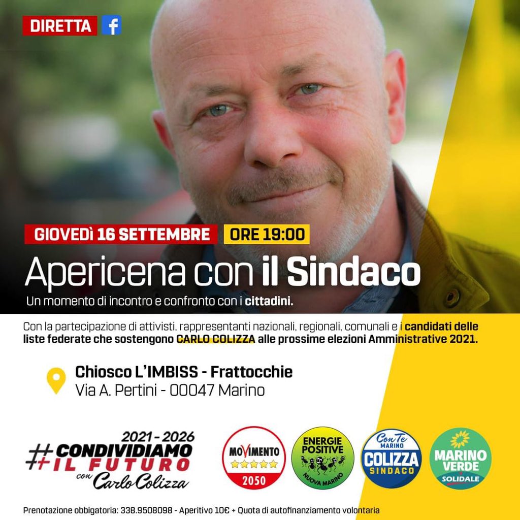 🍹Apericena con il SINDACO❗️
🗓 Giovedì 16 Settembre Ore 19:00
Un momento di incontro e confronto con i cittadini.
📣 VI ASPETTIAMO NUMEROSI ✌️
⭐️⭐️⭐️⭐️⭐️