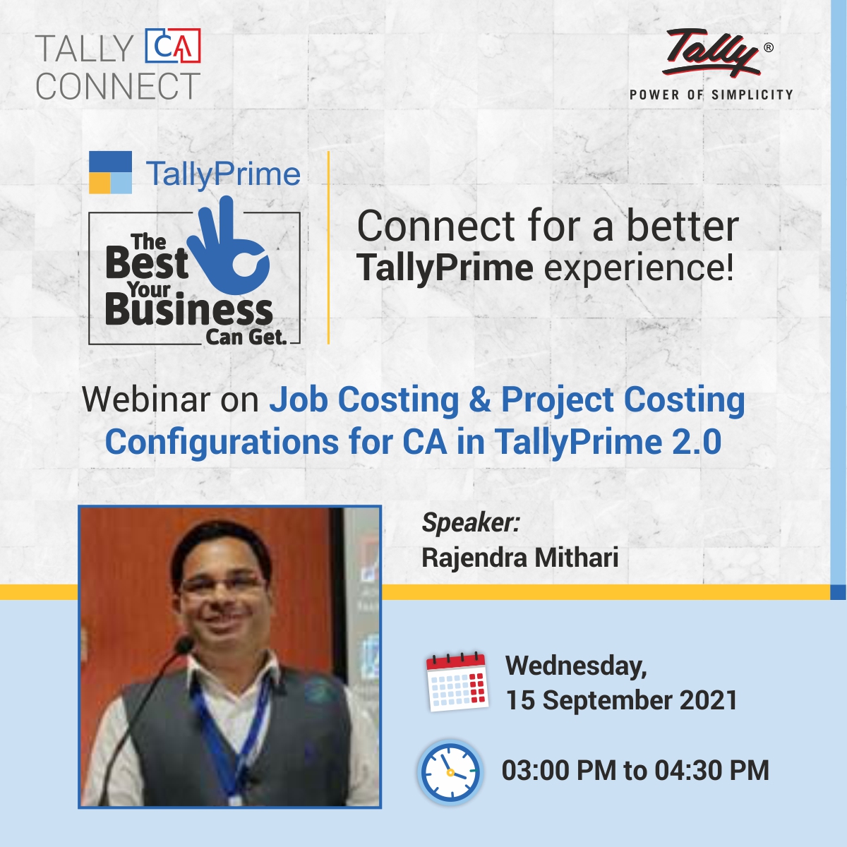 tallysolutions's tweet image. Now that TallyPrime Release 2.0 is live, our weekly 🤝CA Connect is abuzz with all that is new in our latest release!

Register for the next webinar at 👉 bit.ly/tcc150921

Check out all our webinars at 👉 bit.ly/tallycaconnect

#WebinarsByTally #CAConnect #BestForBiz