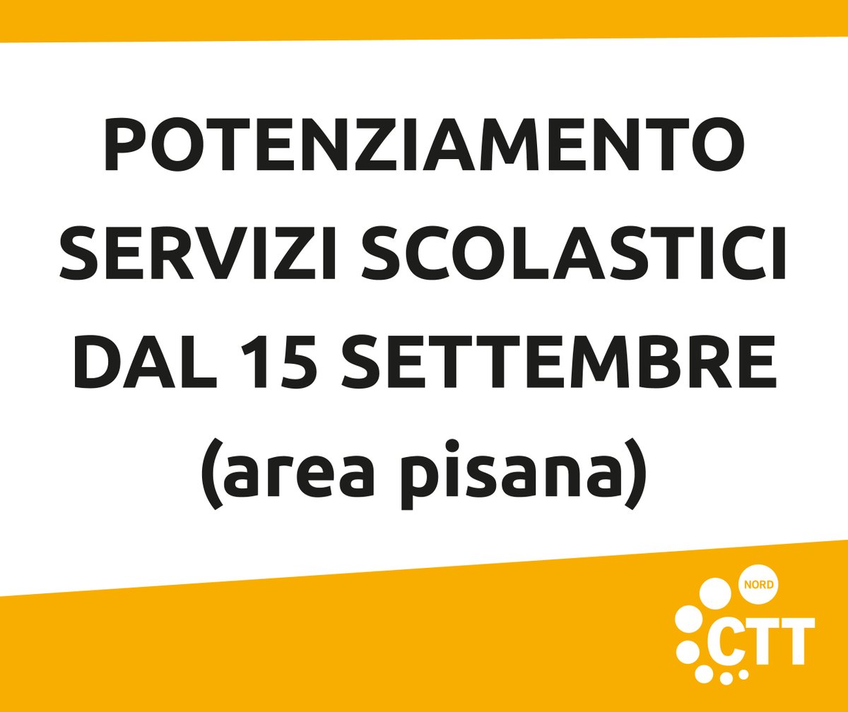 #Pisa - potenziamento servizio scolastico su alcune direttrici a servizio dei plessi scolastici di Pisa, Pontedera, San Miniato, Cascina, Volterra pisa.cttnord.it/News/potenziam…