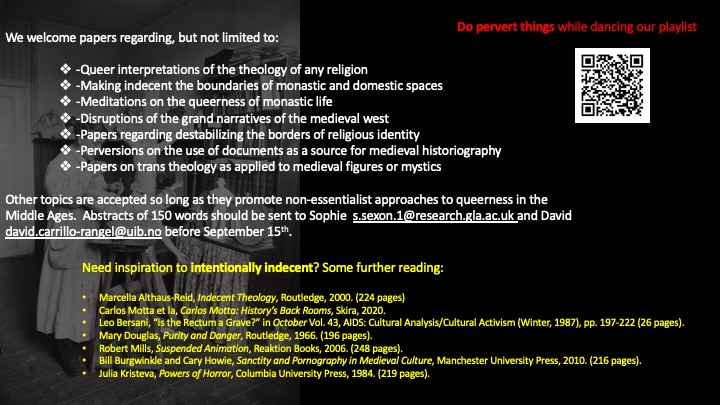 davidcrangel's tweet image. @ladymede  and I are looking for indecent contributions to medieval theology which pervert previous assumptions about the *religions* - plural intended -of the Middle Ages #medieval #medievaltwitter  #indencent #nuntastic Please RT and Circulate! #cfp 
@IMC_Leeds