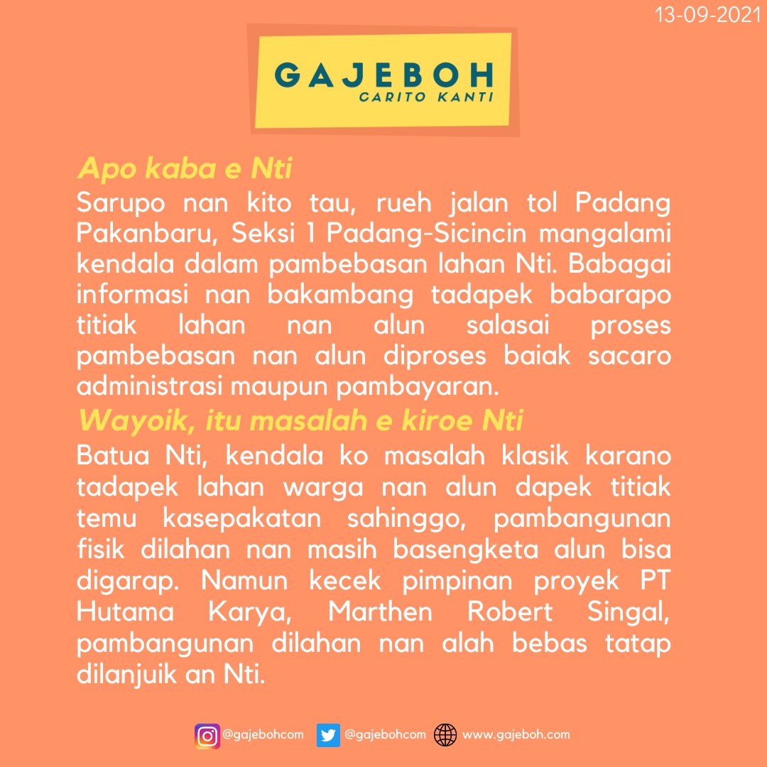 gajebohcom's tweet photo. Alhamdulillah nan mandapek ganti untuang manjadi rasaki, balanjuik jalan toll kito baliak. 

#minanglipp
#minangrancak
#minangbana
#beritaminang
#kabarminang
#minangmaimbau
#sumbar 
#bahasaminang
#otalapau 
#tolpadangsicincin 
#tolpadangpekanbaru https://t.co/fTQ4scEEjA