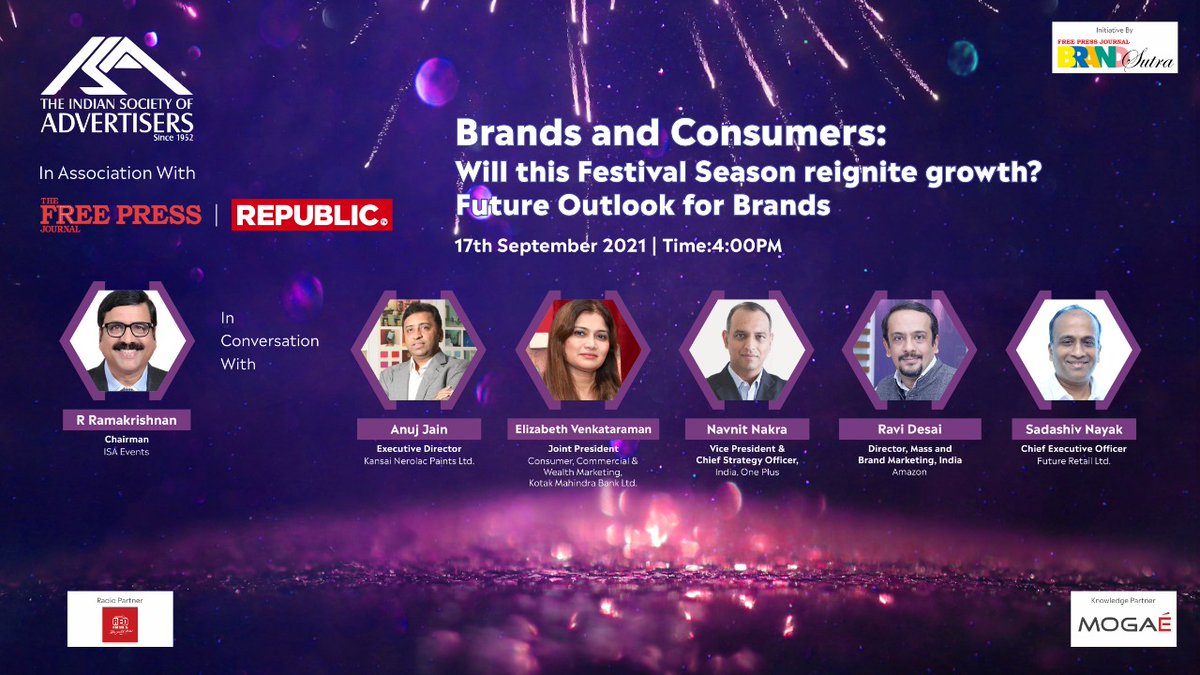 fpjindia's tweet photo. .@InSoAdvert, @fpjindia &amp; @republic webinar on Brands and Consumers: Will this Festival Season reignite growth? Future Outlook for Brands at 4PM on 17th September 2021.
Live on: https://t.co/htPrTp88b4
@RedFM_Mumbai  @_SandeepGoyal_ https://t.co/gDlGeoDrc0