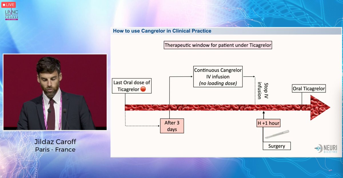 DanielVelaMD's tweet photo. Important points when it comes to the decision-making of anti-aggregation in acute cases by @jildazz 
Great opening lecture! Tirofiban - Ticagrelor - Cangrelor
#LINNCParis #NeuroEndovascularSurgery
#NeuroInterventionalSurgery #INR https://t.co/rbxGFToI7J