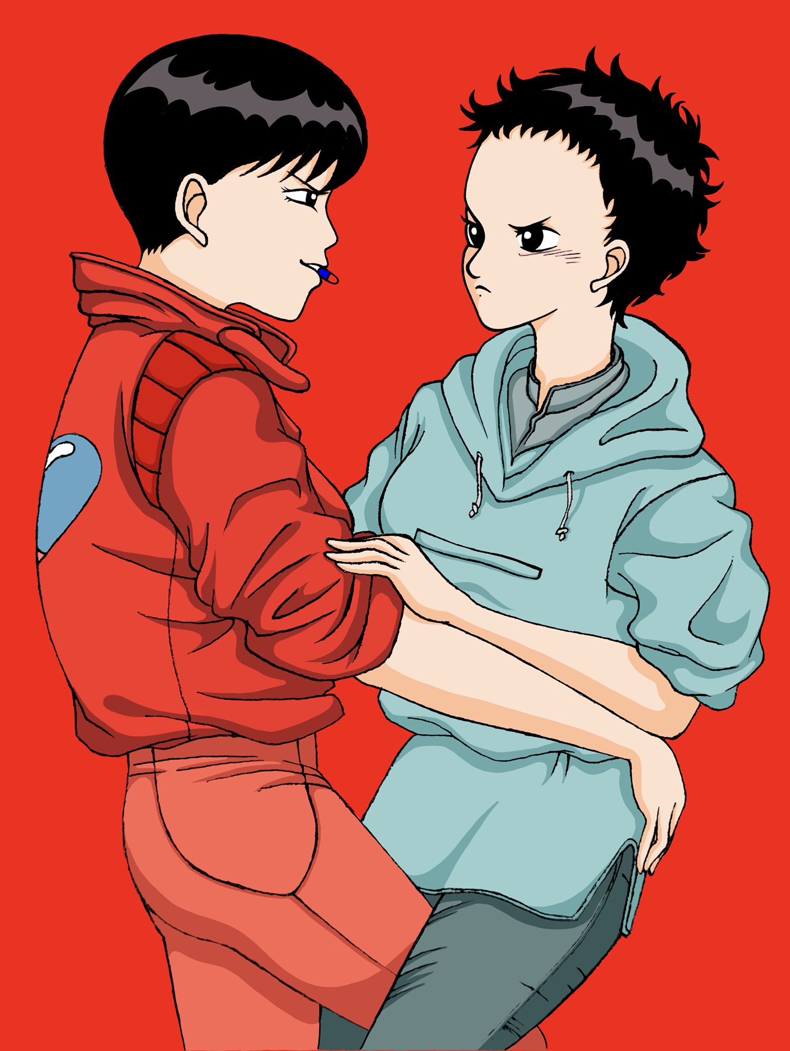 Akira好きのjd いちご なぜかまーた消えたので再掲 2度目 女体化で金鉄 恐らく鉄雄が女の子なら髪の毛は天パ 金田は皆のお姉様だけど興味あるのはてっちゃんだけという妄想 Akira 金鉄 金田 鉄雄 イラスト イラスト好きさんと繋がり