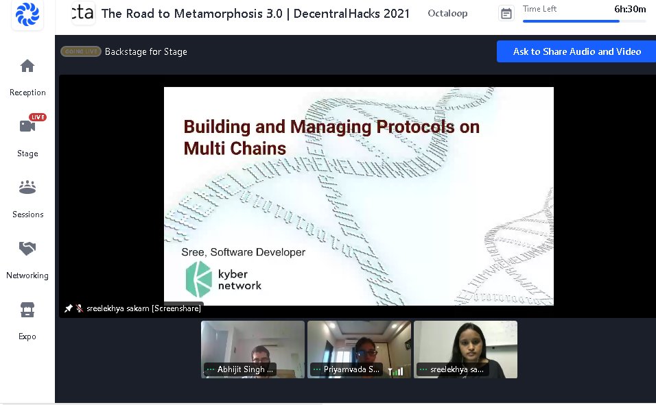 IBTxOfficial's tweet photo. We are now live with Sree Lekhya!! She is a developer at @KyberNetwork and is talking about "Building and Managing Protocols On Different Chains"

Session has begun!!

Join for free here! https://t.co/VtnYDOwRUw https://t.co/C6puWiWZON