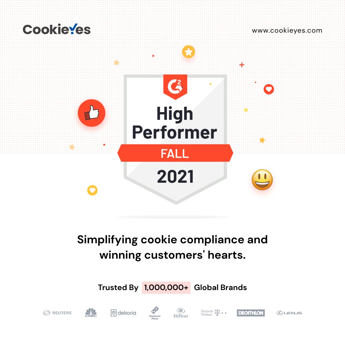 CookieYesHQ's tweet photo. CookieYes simplifying Cookie Consent and winning customer hearts.
#cookieyes #g2 #CustomerSuccess #GDPR #ccpa #CelebrateMonday #celebration #cookieconsent https://t.co/1VXNJ1hX69