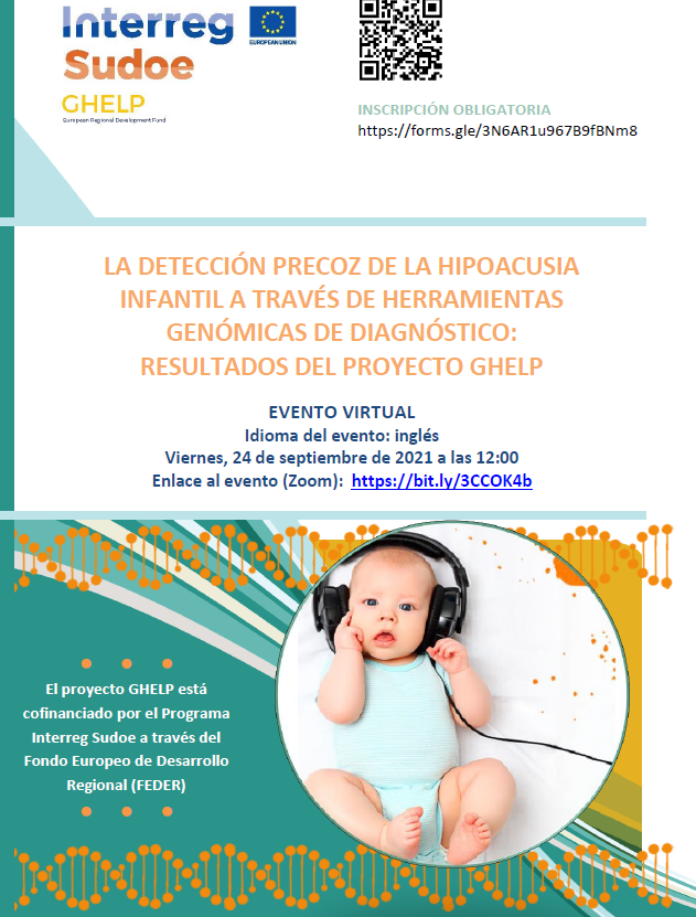 Ghelp6's tweet photo. 👉🇪🇸 El 24 de septiembre tienes una cita con nosotros en el evento virtual: La detección precoz de la hipoacusia infantil a través de herramientas genómicas de diagnóstico: Resultados del proyecto GHELP 
Inscripciones: https://t.co/JFuRefMC2X   
Acceso: https://t.co/3PmMBOb4aI https://t.co/FPsTTbEyyq