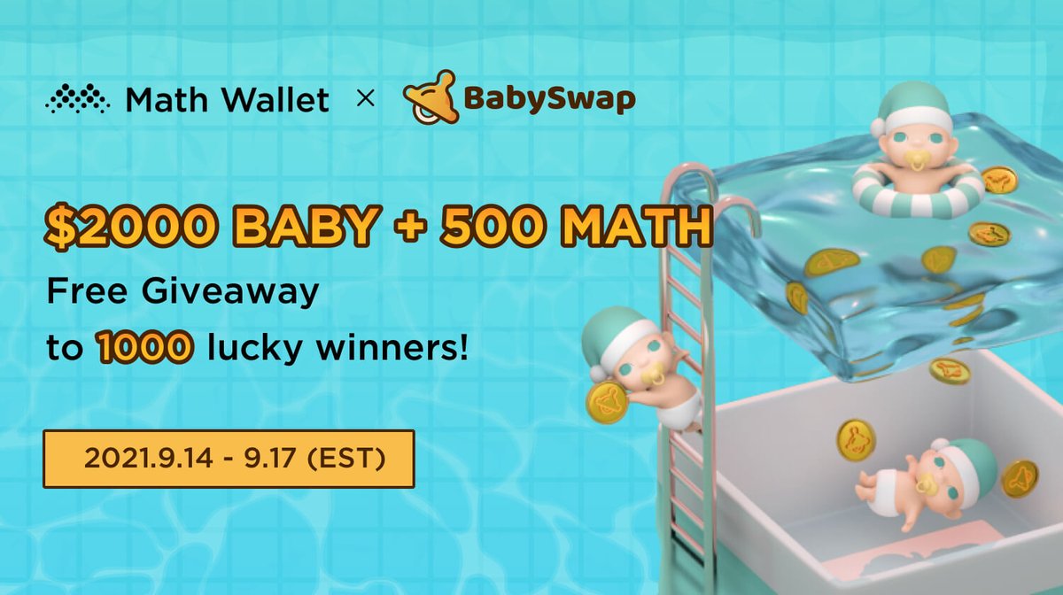 🥳 MathWallet &amp; BabySwap Free #giveaway !

Participate in the #Airdrop to win 2000 $BABY + 500 $MATH.

❤️Follow <a href="/MathWallet/">MathWallet</a> &amp; <a href="/babyswap_bsc/">BabySwap #Baby the Landlord 🏝️</a> 
🔁RT &amp; @ 3 friends
✏️Fill the form: forms.gle/Tqu7h5xE6n873x…

#MathWallet #MATH