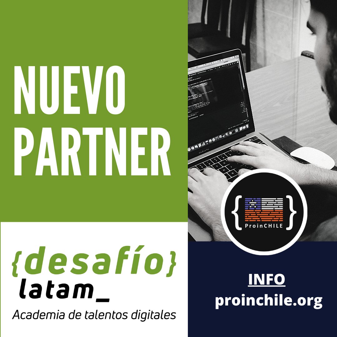 ¡Sorpresa y una de varias este mes! NUEVO PARTNER
Detalle => proinchile.org/alianzas/adl/

La comunidad de ProinChile y <a href="/DesafioLatam/">Desafío Latam</a>  se unen en beneficio de toda la comunidad.

Este es el primer paso de una colaboración a largo plazo que traerá muchas novedades.