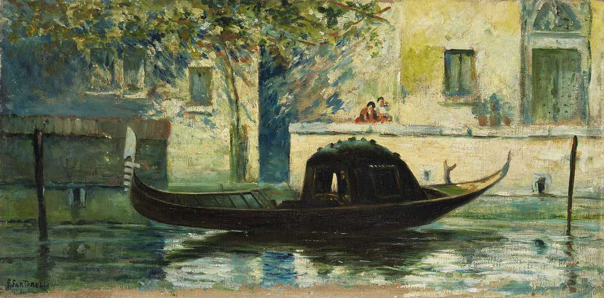 #14settembre 
#NatoOggi nel 1856 il pittore veneto #FrancescoSartorelli paesaggista 

Gondola veneziana