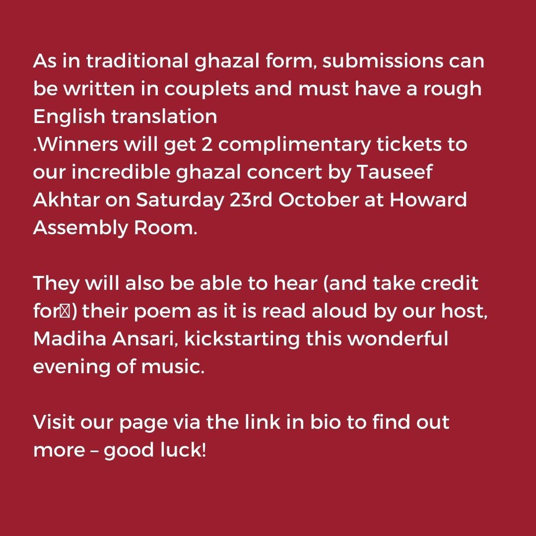 South Asian Arts-uk&#19;s tweet - "Can YOU write a ghazal? Whether you