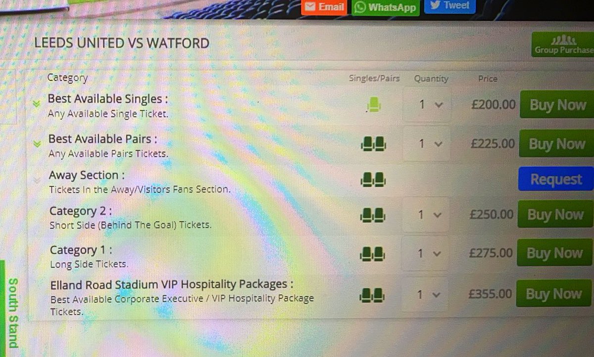 TomRickwood's tweet photo. For context 3rd party site Leeds v Watford… https://t.co/P73B1MPHzb