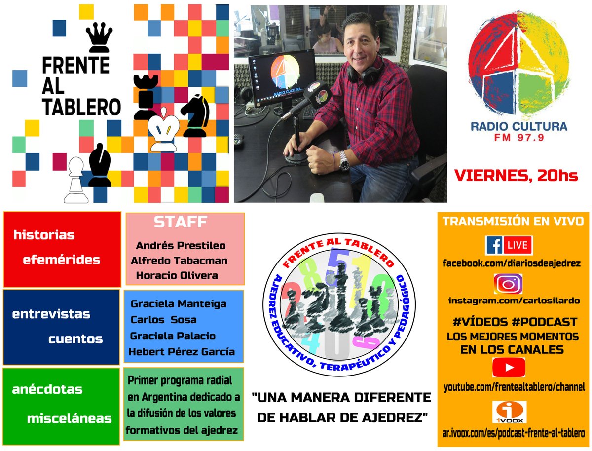 ajedrezCAIchess's tweet photo. En FRENTE AL TABLERO 
te contaremos el trabajo de #AjedrezEducativo en #Valencia;  @escuelaEDAPA y la #AsociaciónValencianaAjedrezEducativoInclusivo 

Charla con el director #SergioFernándezAyuso 

Radio 📻 +Web 💻+App 📱
https://t.co/Hmo2PbQ15h
https://t.co/UxDxkGTbsq https://t.co/mcGFZ88hZ3